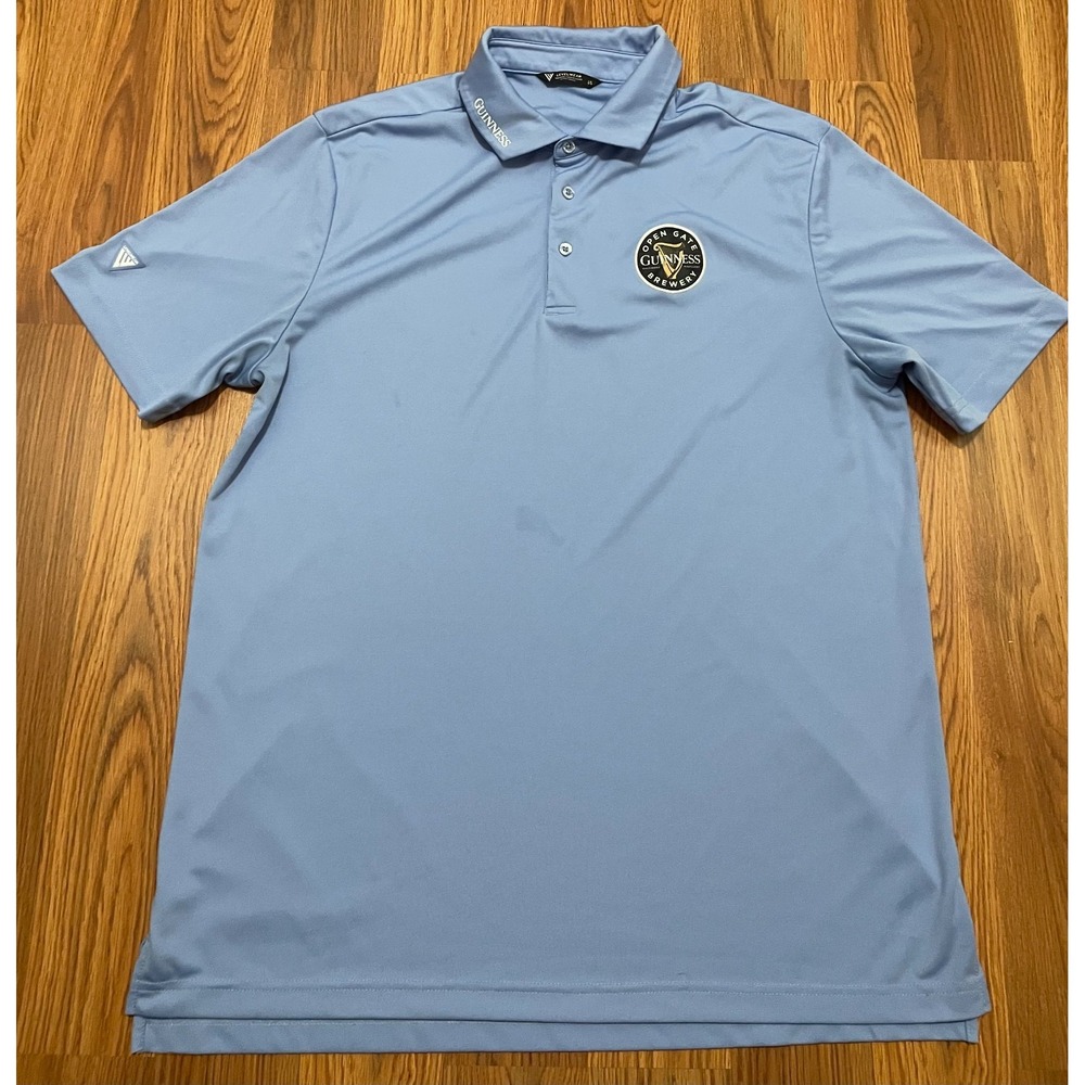 Guinness Polo Mens Large Open Gate Brewery Levelwear Performance Blue